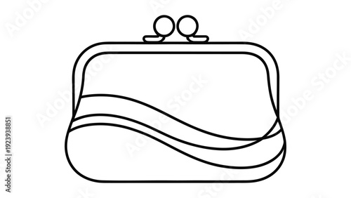 continuous line illustration of vintage coin purse clutch wallet symbolizing fashion accessory style and personal finance concept