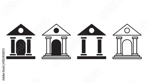 Bank icon set. bank vector icon, museum, university