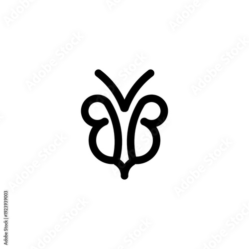 Logo design with butterfly shape for company brand symbol.