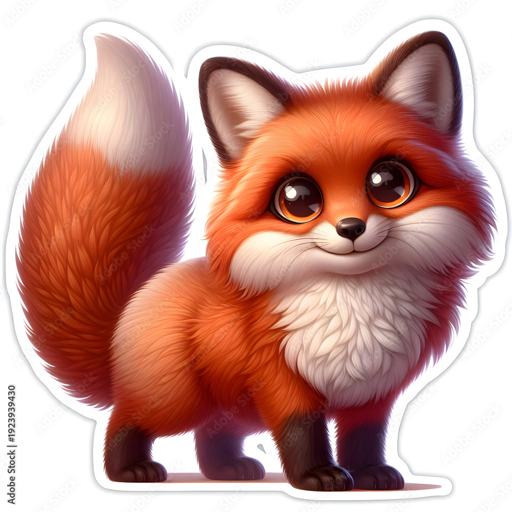 Obraz premium illustration realistic fox in sticker style isolated on white background