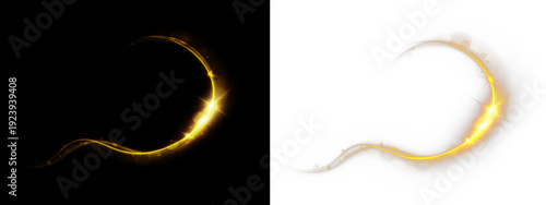 A glowing beam twists in a fluid motion, creating a sense of energy and elegance. Ideal for modern neon or tech-inspired artwork. Transparent overlay with sparkles.