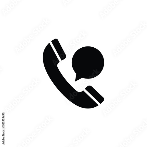 Black telephone receiver with speech bubble