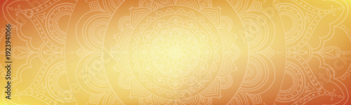 Round mandala on dreamy peach fuzz gradient background. Translucent mesh pattern in the form of a mandala. Mandala with floral patterns. Gradient background with round mandala, New Pattern gradient. M