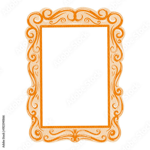 Elegant Decorative square Frame Vintage Ornate orange Frame. Orange Border Vintage Frame.