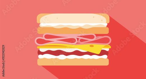 Tasty burger sandwich with cheese bacon and onion.