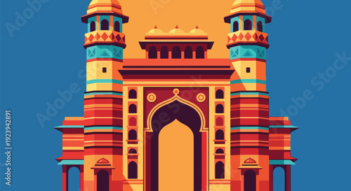 Indian architecture gateway vector building heritage monument.