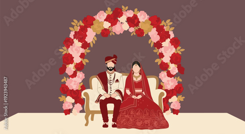 Indian Bride Groom Wedding Couple Marriage Ceremony.