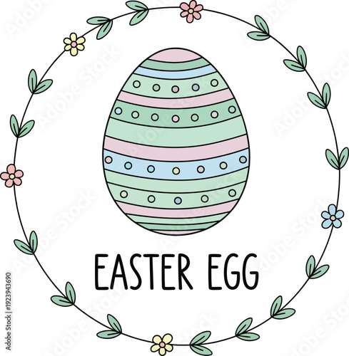 Easter egg illustration with floral wreath vector design for holiday celebration and decoration