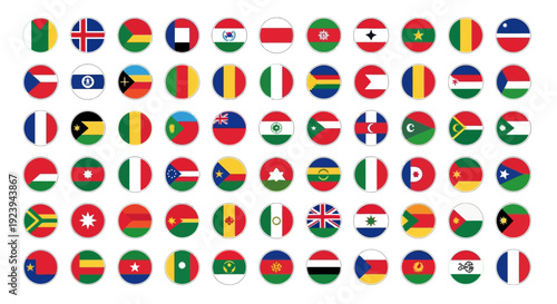 A collection of international flags arranged in a grid pattern, representing global unity and diversity, viewed from directly above.