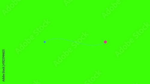 Animated Dotted Line Connecting Two Points on Green Screen. Abstract Digital Network Connection, Data Flow Loop.