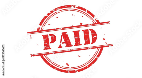 A distressed red stamp displaying the word paid with a circular border