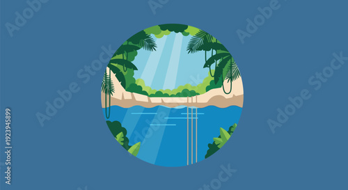 Waterfall Paradise Tropical Landscape Beautiful Nature.