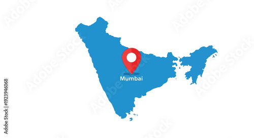 Mumbai Location Pin on Maharashtra Map.