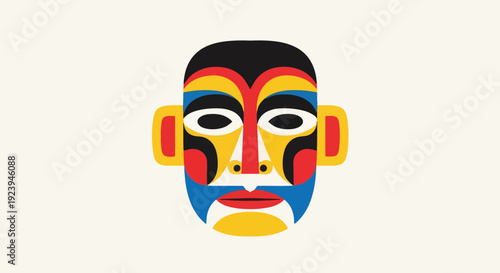 colorful face paint design with vibrant stripes.