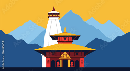 Boudhanath Stupa Nepal Buddhist Temple Himalayas.