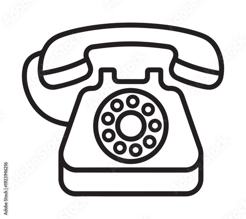 Retro Telephone Line Icon Vintage Rotary Phone Communication Vector Illustration