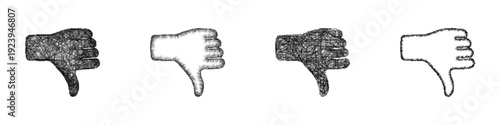 Sketch thumbs down icon design set