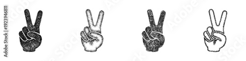 Sketch peace sign icon design set