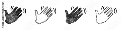 Sketch waving hand icon design set