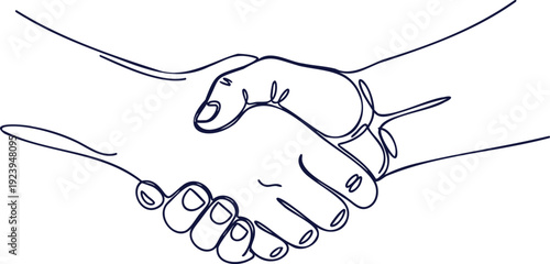 Two people shaking hands in a gesture of agreement or partnership from a close-up viewpoint