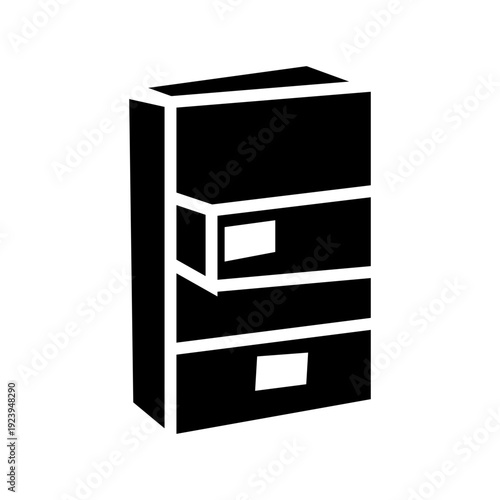 3d render of a modern furniture filing cabinet glyph icon vector
