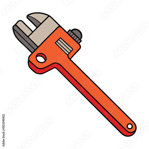 A sturdy pipe wrench grips and turns pipes with ease, featuring adjustable jaws and a strong handle for plumbing, repairs, and heavy-duty pipe work.
