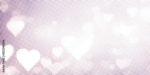 Seamless pink heart pattern background with halftone dot effect. Romantic and cute abstract design suitable for Valentine’s Day, love themes, wedding invitations, greeting cards, wallpapers, banners