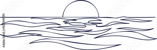 Serene ocean waves gently lap against the shore at sunset from a distant viewpoint