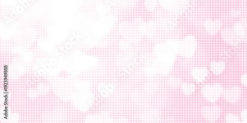 Seamless pink heart pattern background with halftone dot effect. Romantic and cute abstract design suitable for Valentine’s Day, love themes, wedding invitations, greeting cards, wallpapers, banners