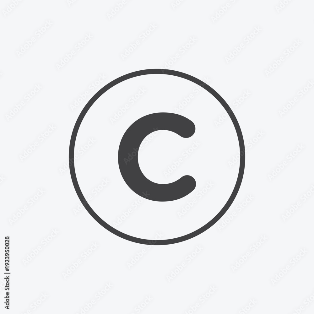 Fototapeta premium Copyright icon set in flat and strokes. Suitable for graphic projects. EPS10