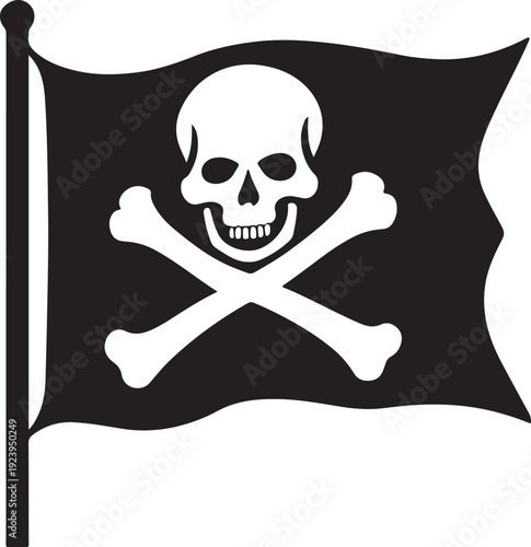 Pirate Flag with Skull and Crossbones Silhouette