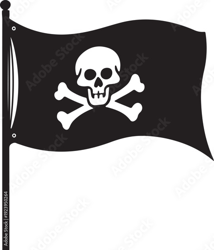 Pirate Flag with Skull and Crossbones Silhouette