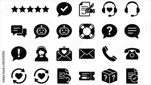 Set of 25 Customer Service and Support Vector Icons
