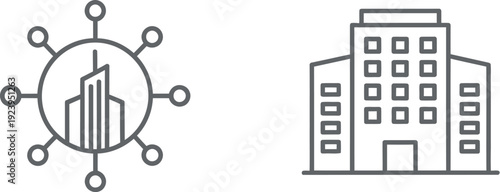 Modern office building and network connectivity illustration