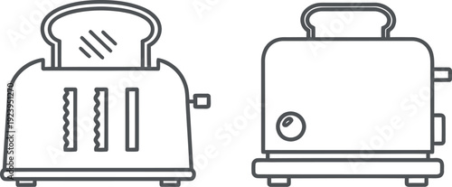 Two different styles of toaster shown in a side-by-side comparison illustration