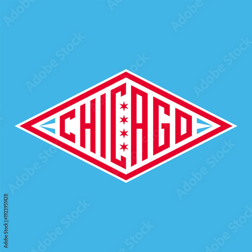 Retro badge Chicago, Illinois, USA. Visit city logo template for banner, flyer and branding