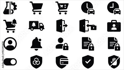 Set of 20 E-commerce and Security Vector Icons