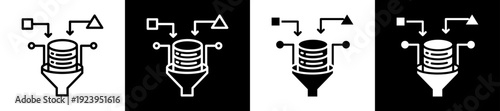 Data Ingestion Icon Set In Black And White Filled Style Collection