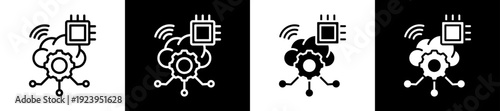 Cloud Computing Icon Set In Black And White Filled Style Collection
