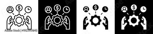 Resource Management Icon Set In Black And White Filled Style Collection