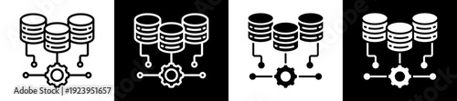 Data Center Icon Set In Black And White Filled Style Collection