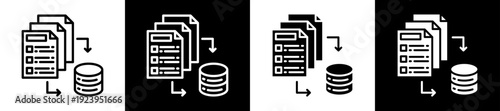 Data Partition Icon Set In Black And White Filled Style Collection