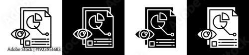Data Visualization Icon Set In Black And White Filled Style Collection