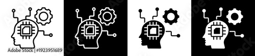 Machine Learning Icon Set In Black And White Filled Style Collection
