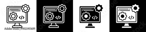 System Optimization Icon Set In Black And White Filled Style Collection