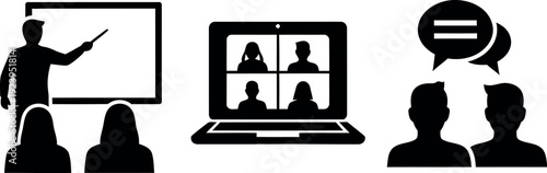 Illustration depicting various forms of modern teaching and communication methods