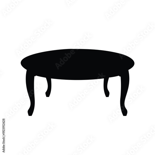 Silhouette of a vintage oval coffee table with cabriole legs on white