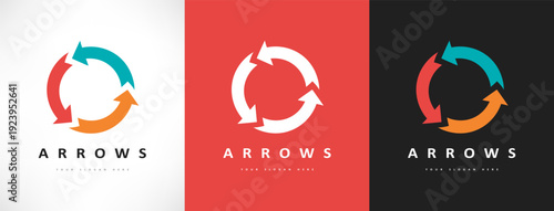 Arrows moving in a circle logo vector