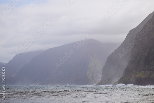 incredible views of the mountains and the ocean, splashes of water and the sound of waves