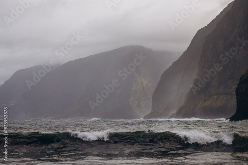 incredible views of the mountains and the ocean, splashes of water and the sound of waves
